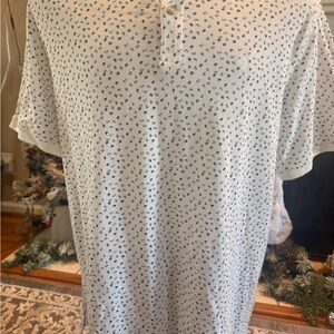 Izod White and Blue Patterned Men's Shirt